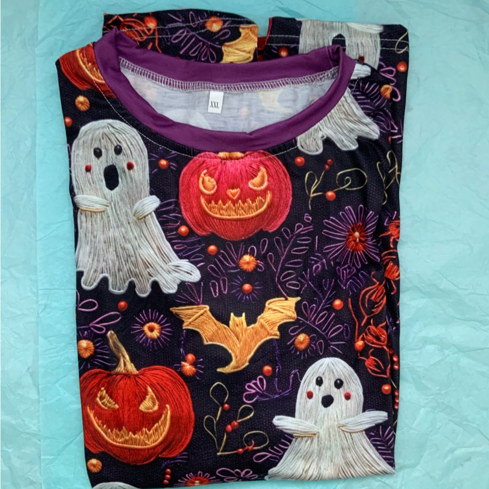 NEW Halloween Pumpkin Ghost Bat Shirt XXL